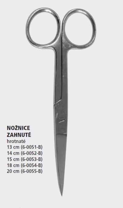 Nožnice zahnuté hrotnaté 13 cm