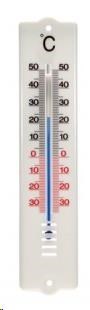 Teplomer nástenný, vonkajší  -30 až +50, 207x43x8 mm, biely plast