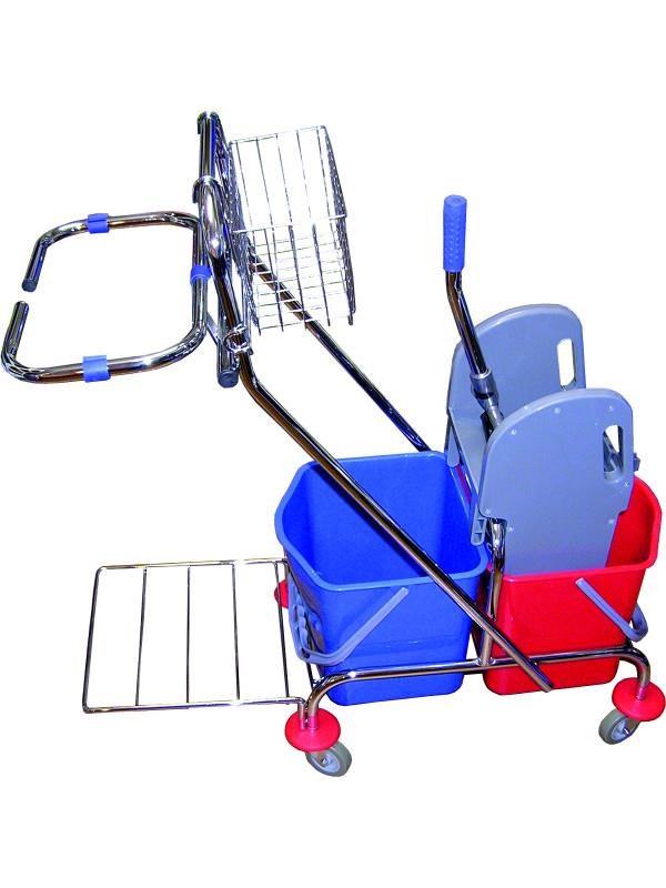 Upratovací vozík 2x17L + držiak vreca + košík Janegal