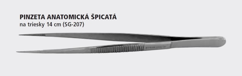 Pinzeta anatomická špicatá na triesky 14 cm
