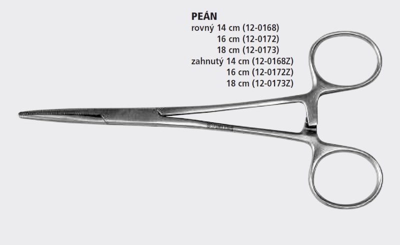 Peán zahnutý 14 cm