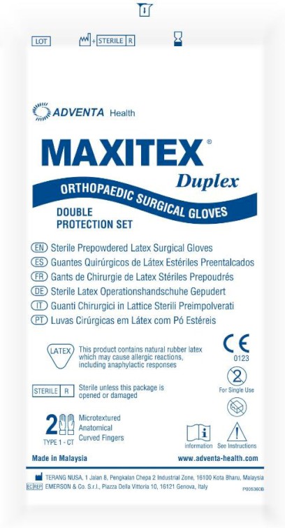 Rukavice chirurgické sterilné pudrované MAXITEX Duplex 6.5