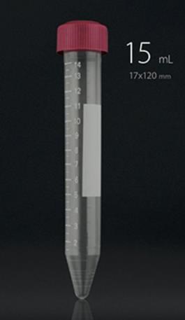 Skúmavka PP 15 ml 17x120 mm sterilná s červeným šróbovacím uzáverom/FL