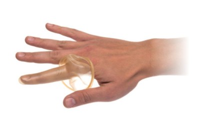 Prst vyšetrovací s ochrannou manžetou, latexový/500ks