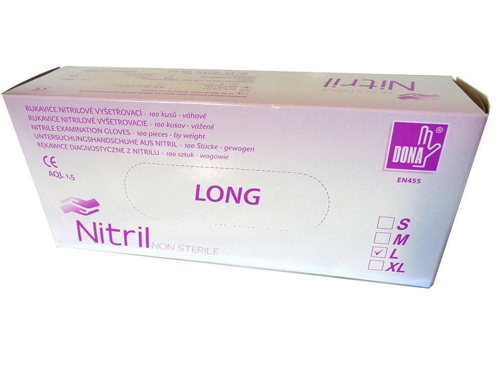 Rukavice vyšetrovacie nesterilné nitrilové modré predĺžené M/100ks