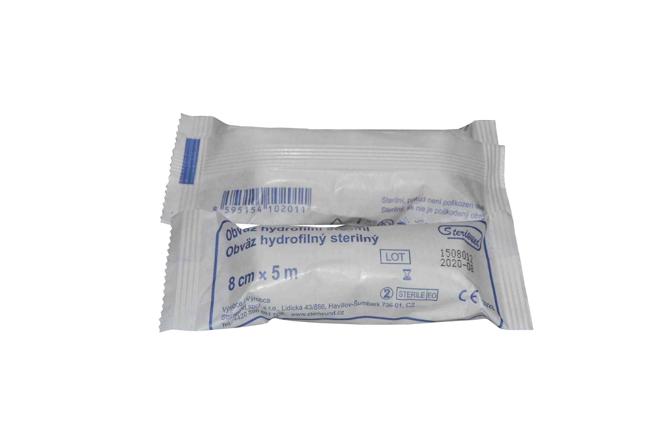 Obväz pletený sterilný 8 cm x 5 m/1 ks