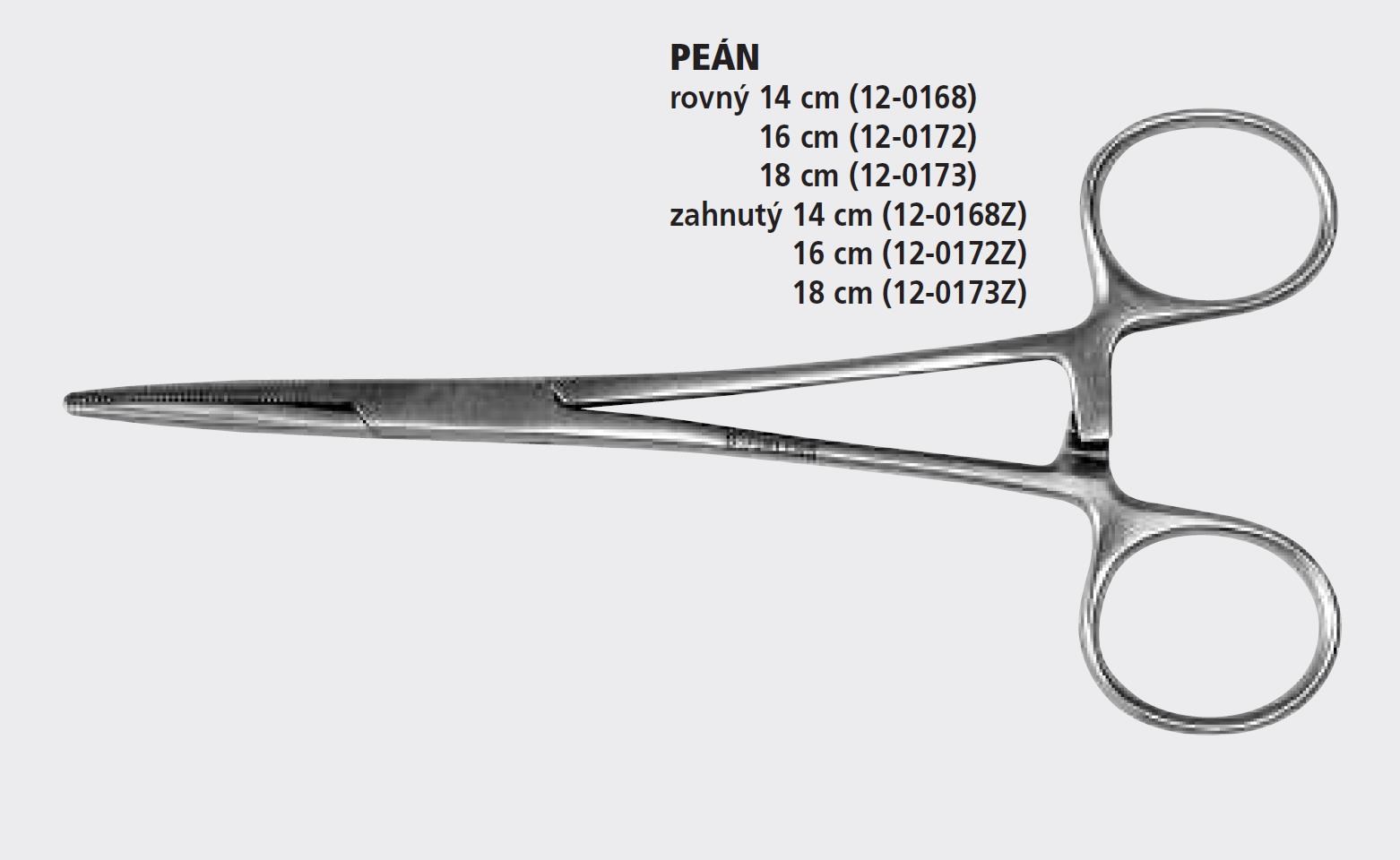 Peán zahnutý 18 cm