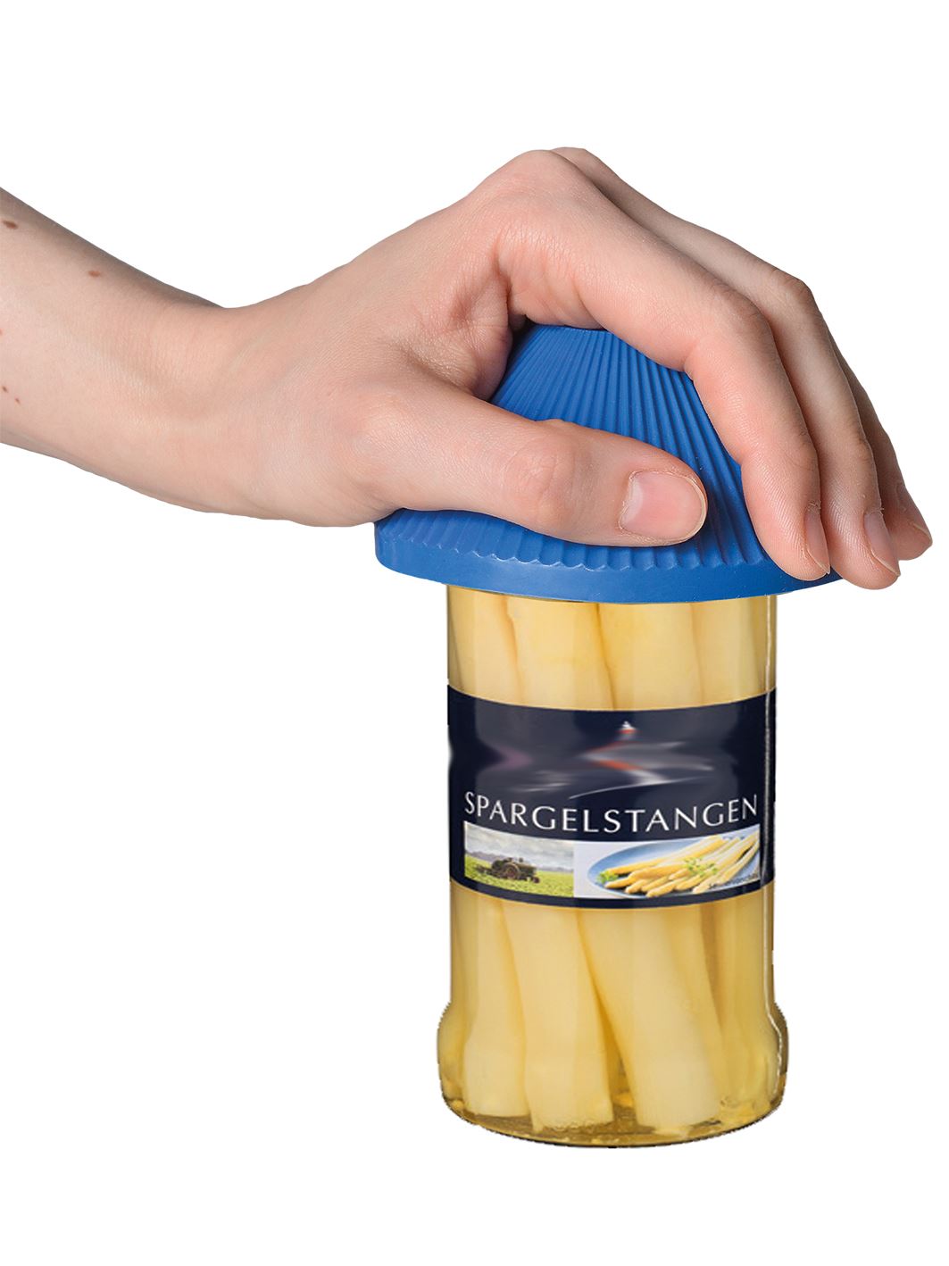 Otvárač na zaváraninové fľaše - gumový, modrý